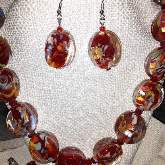 Morano Style glass and crystal Necklace set - Picture 4 of 7